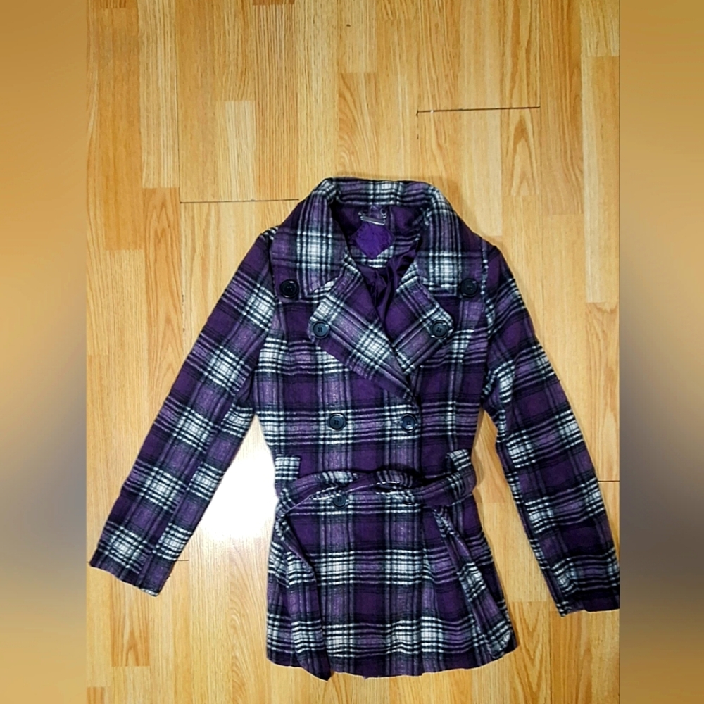 Joujou Double Breasted Plaid Pea Coat ( Size S)